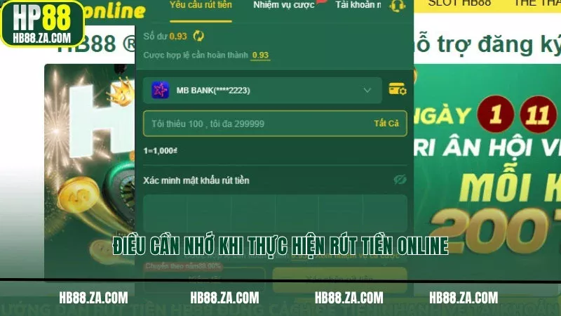 Điều cần nhớ khi thực hiện rút tiền online